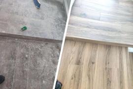 Comparativa antes y después limpieza suelo tras reforma en Granada